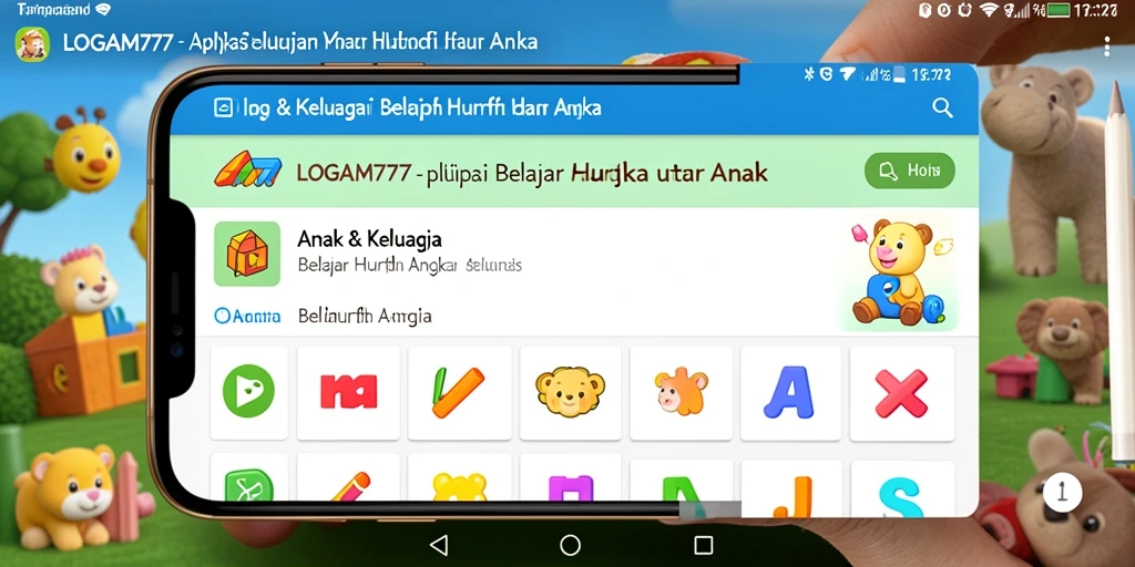 Antarmuka aplikasi LOGAM777 yang berwarna-warni dan menarik untuk anak.