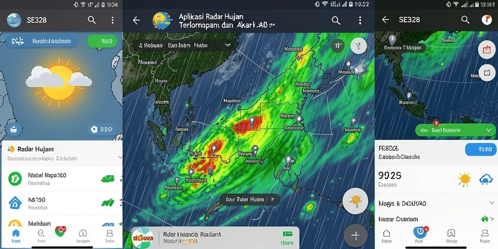Antarmuka aplikasi SE328 menampilkan radar hujan yang interaktif dan informatif.